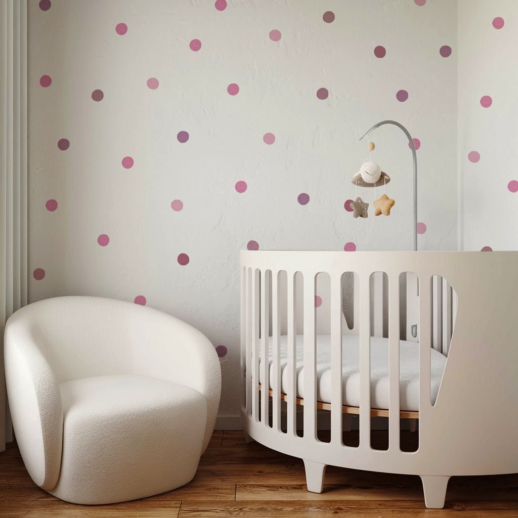 Pink Polka Dots Nursery Wall Stickers - Nursery Stickers