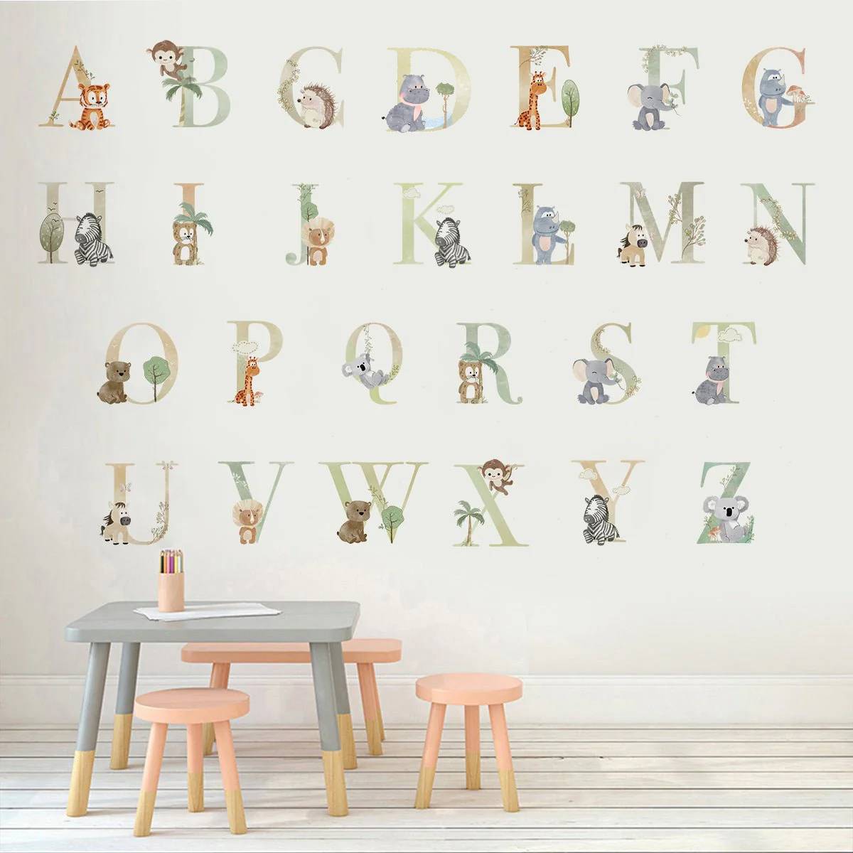 Playful animal wall decals for children's room