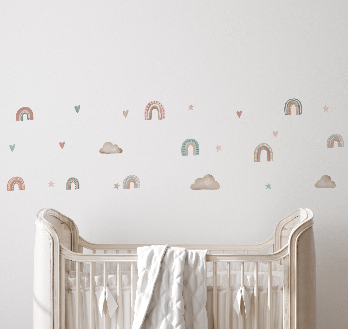 Rainbow & Clouds Nursery Wall Sticker - WOVEN FABRIC - Nursery Stickers