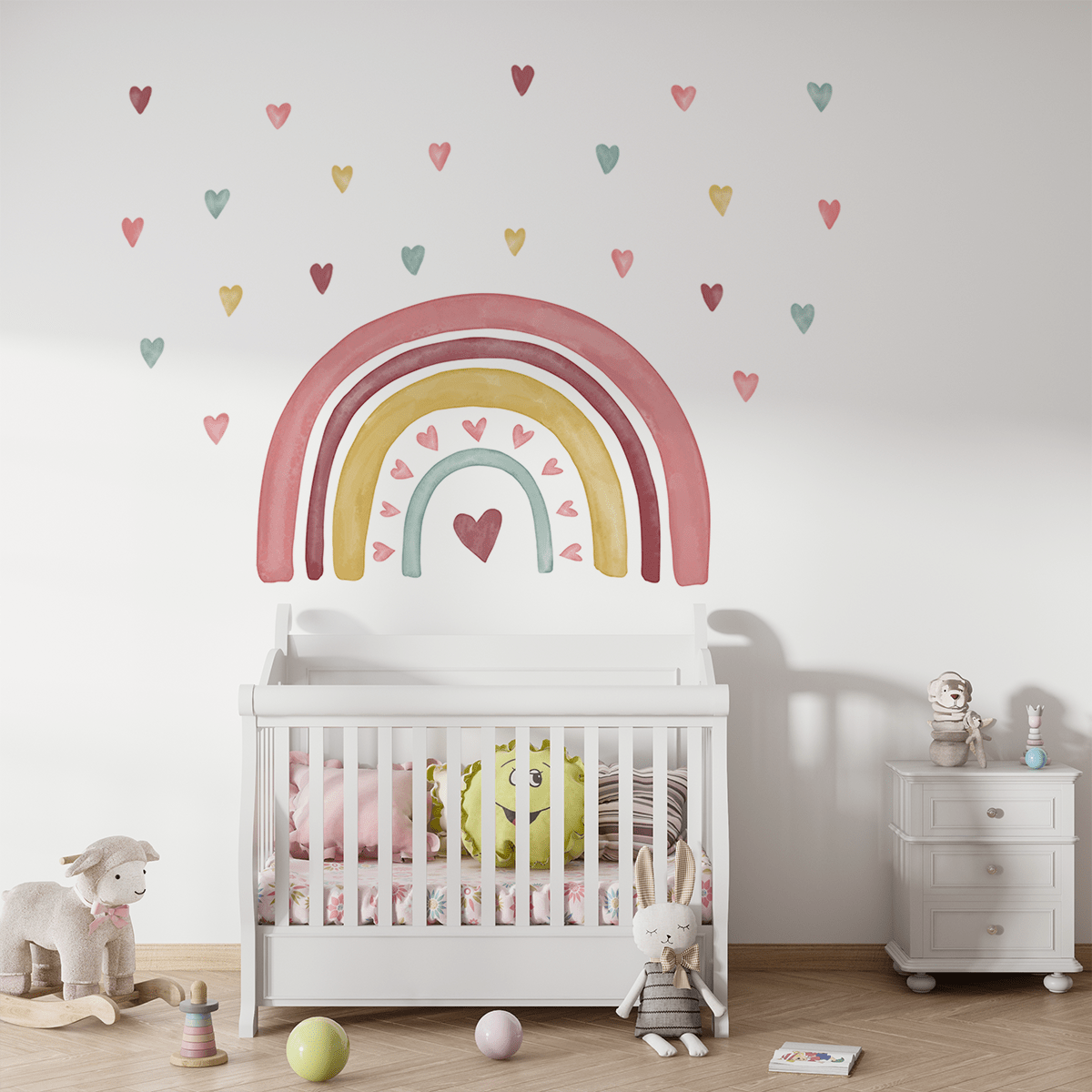 Loving Heart Rainbow Nursery Wall Sticker - WOVEN FABRIC - Nursery Stickers