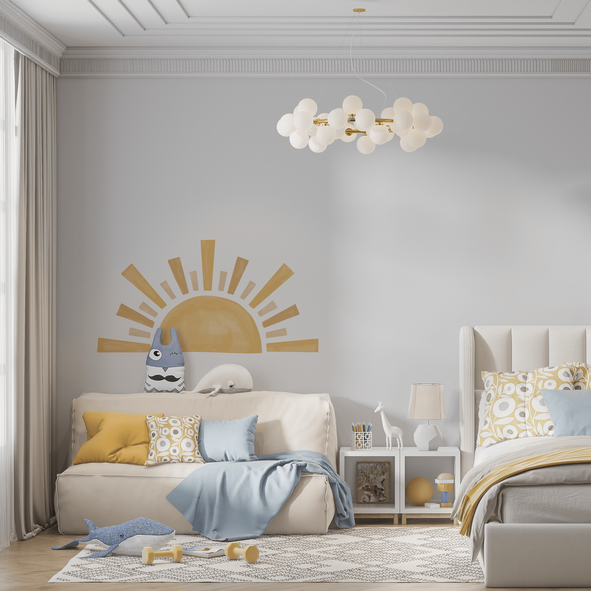 Boho Sun Nursery Wall Sticker - WOVEN FABRIC - Nursery Stickers