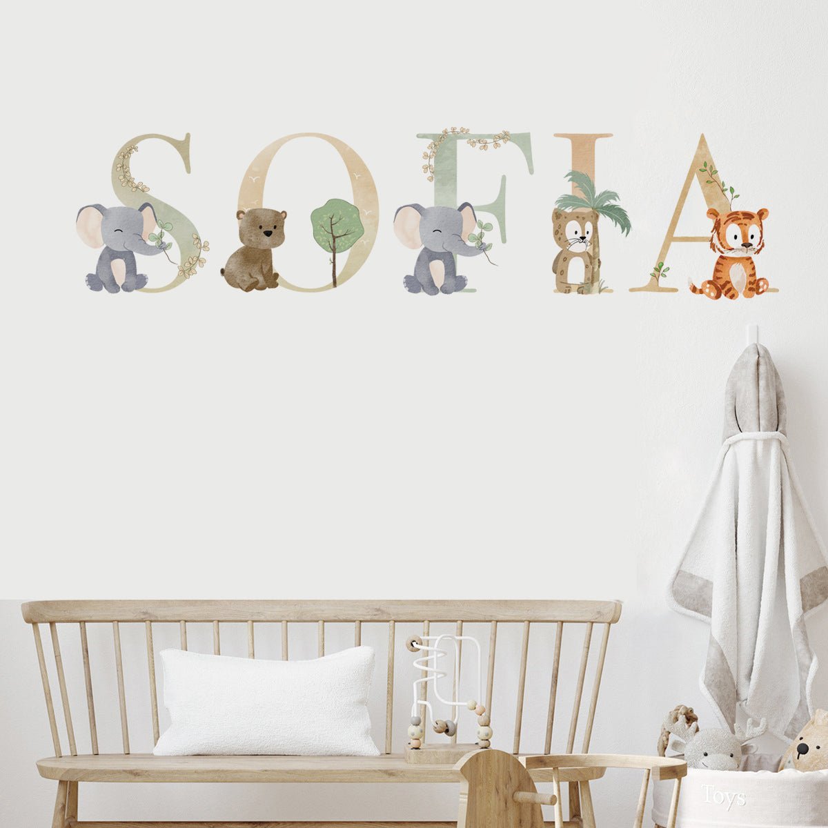 Safari Alphabet Personalised Names Nursery Wall Stickers - WOVEN FABRIC - Nursery Stickers