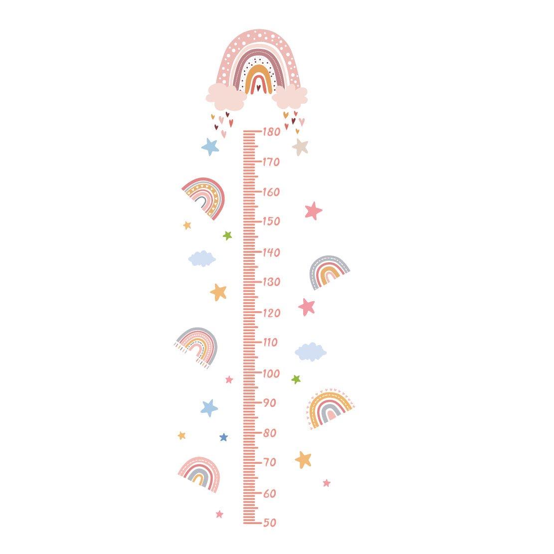 Height Chart Wall Sticker - Rainbow & Clouds - Nursery Stickers