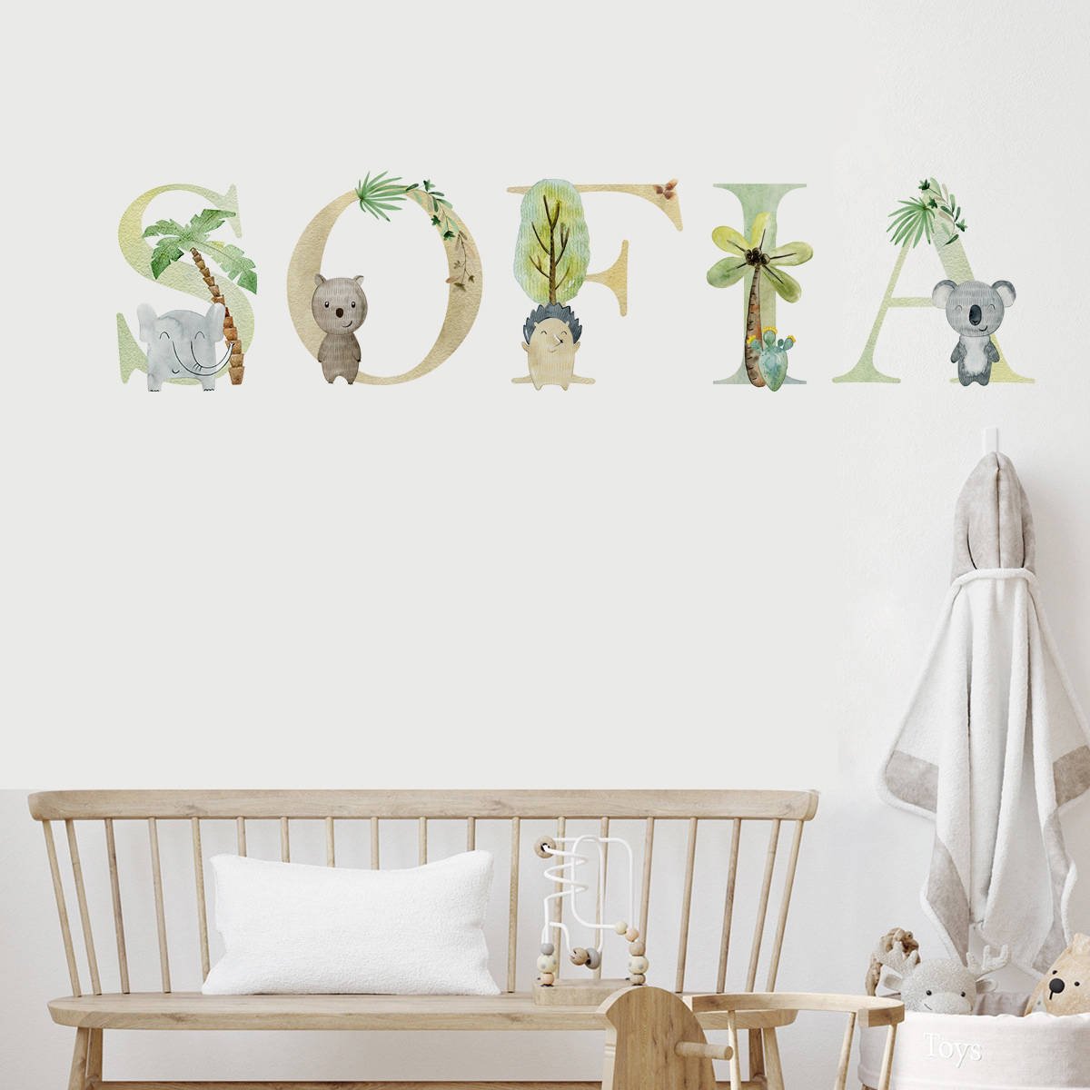 Safari Alphabet Personalised Names Nursery Wall Stickers - Nursery Stickers