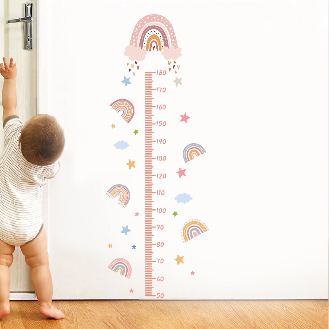 Height Chart Wall Sticker - Rainbow & Clouds - Nursery Stickers