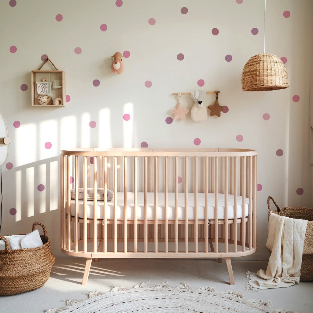 Pink Polka Dots Nursery Wall Stickers - Nursery Stickers