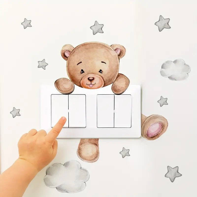 Teddy Bear Light Switch Wall Sticker - Nursery Stickers