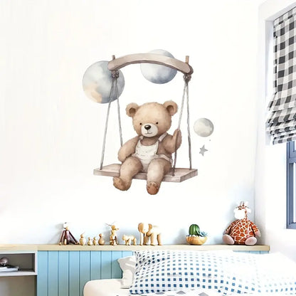 Swinging Bear Nursery Wall Sticker