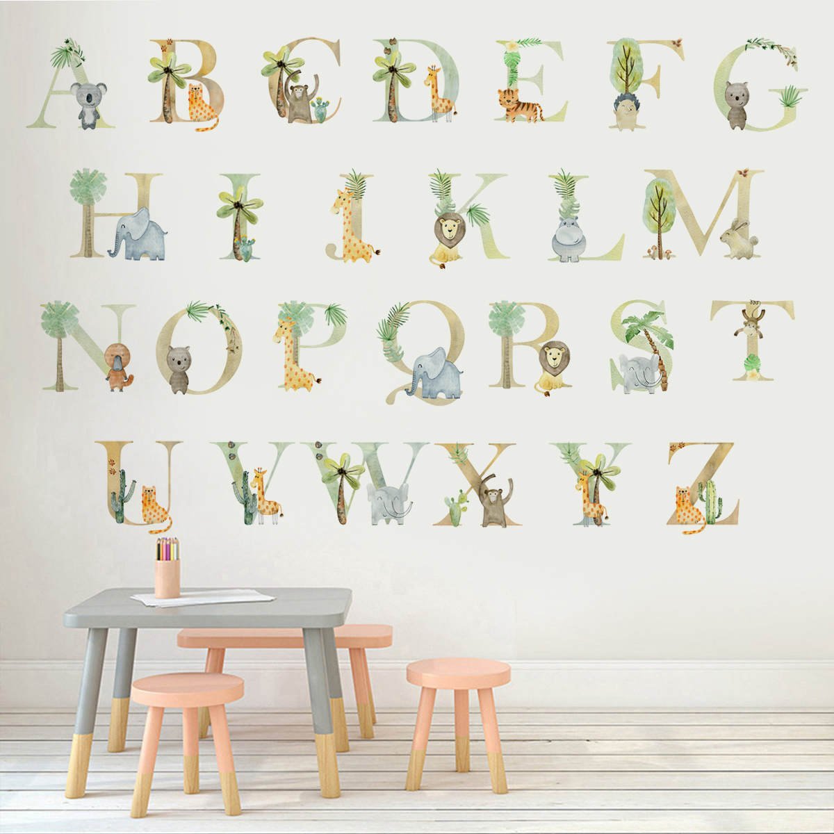 Safari Alphabet Personalised Names Nursery Wall Stickers - Nursery Stickers