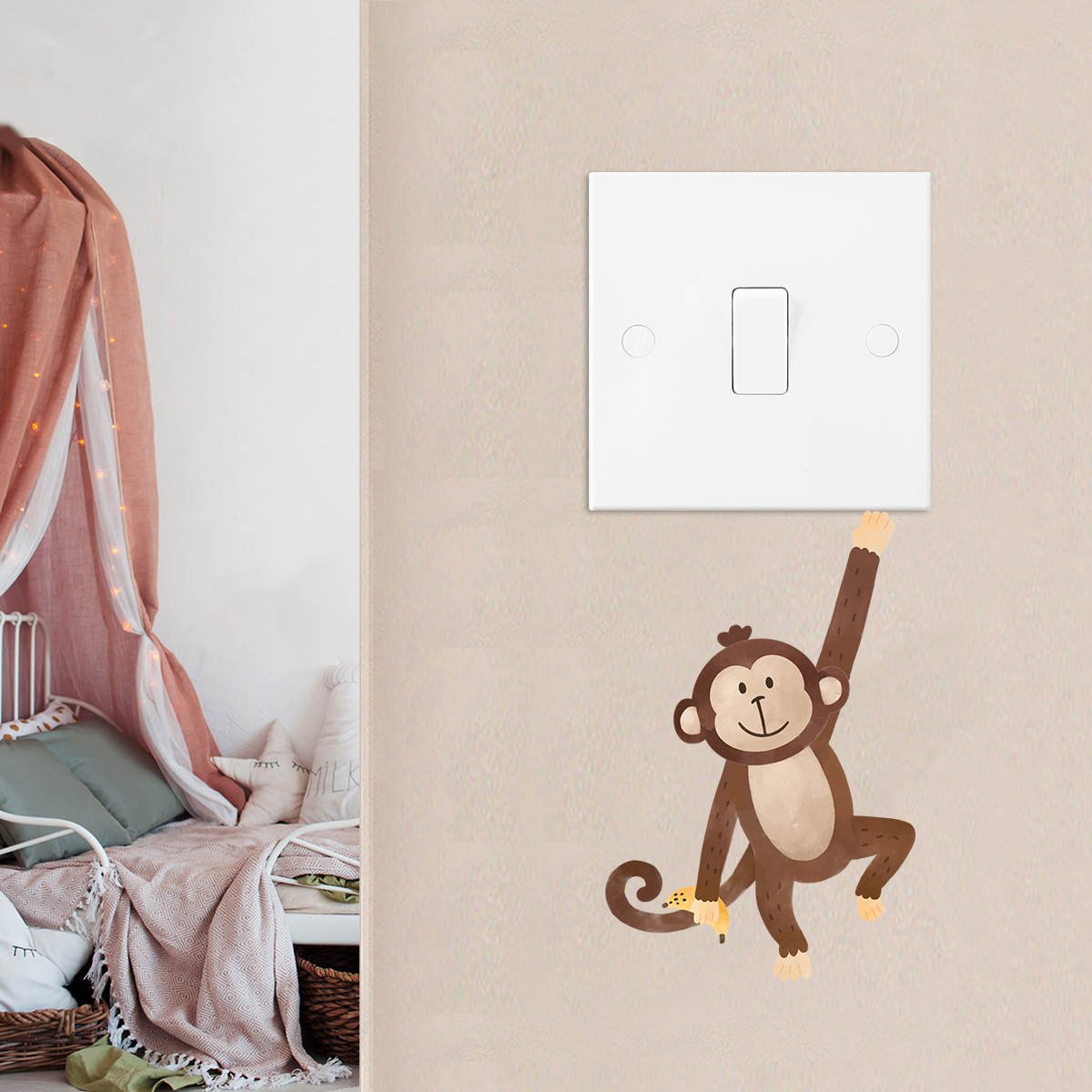Hanging Monkey Light Switch Wall Sticker – Nursery Stickers