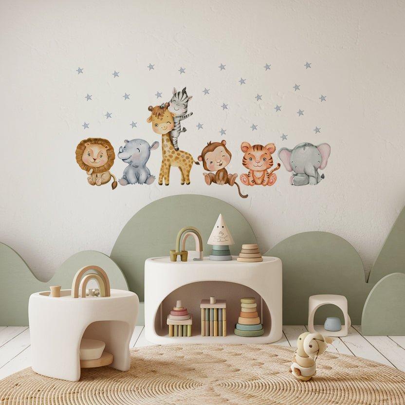 Safari Star Animal Friends Nursery Wall Stickers - Nursery Stickers