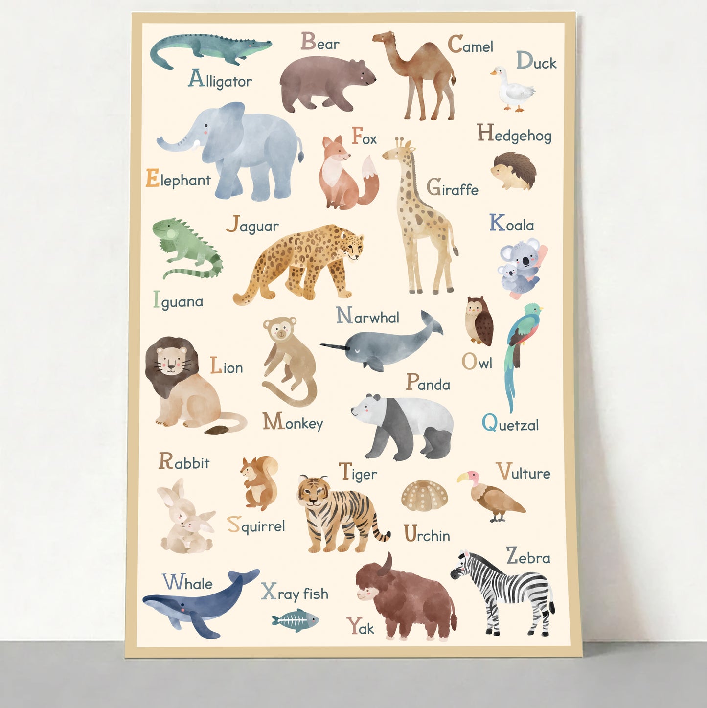 ABC Animal Friends Nursery Print