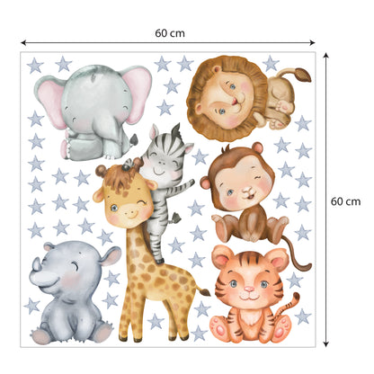 Safari Star Animal Friends Nursery Wall Stickers - Nursery Stickers