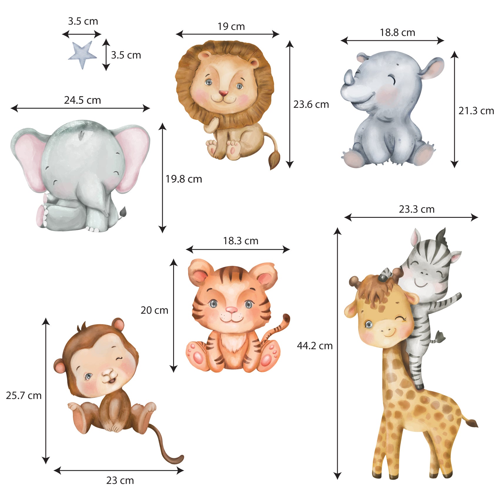 Safari Star Animal Friends Nursery Wall Stickers - Nursery Stickers