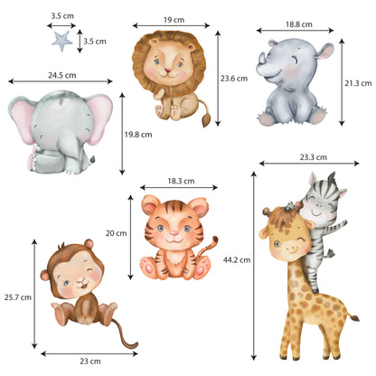 Safari Star Animal Friends Nursery Wall Stickers - Nursery Stickers