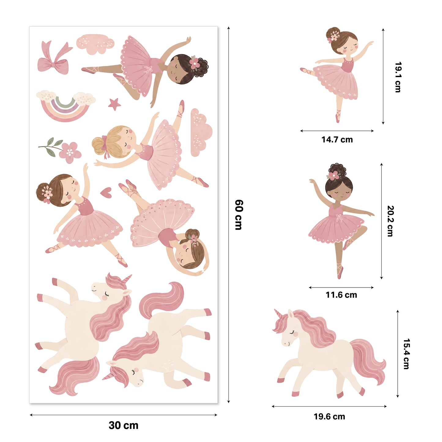 Ballerina & Unicorn Nursery Nursery Wall Stickers