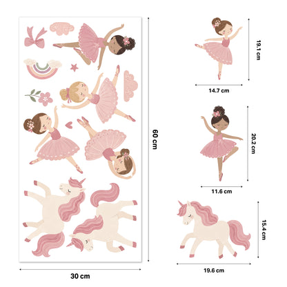 Ballerina & Unicorn Nursery Nursery Wall Stickers