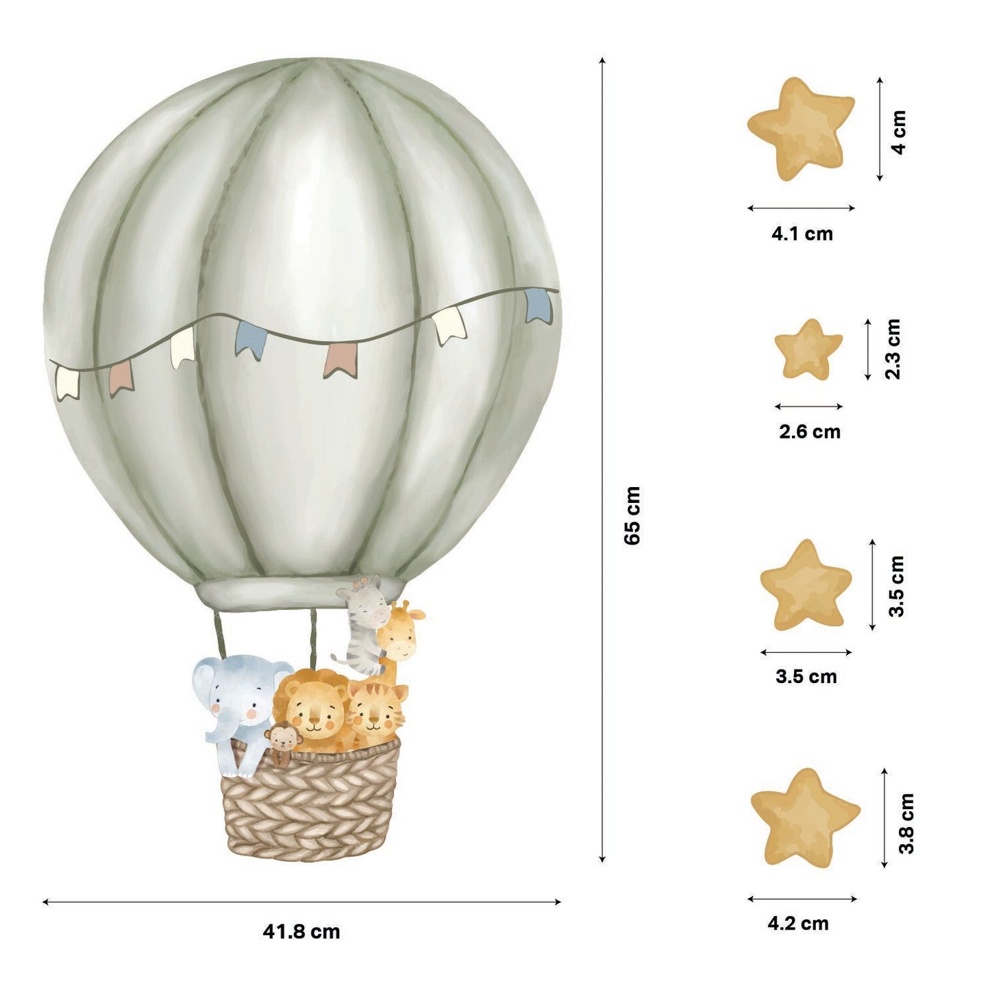 Sky High Adventures Balloon Safari Nursery Wall Sticker - Nursery Stickers