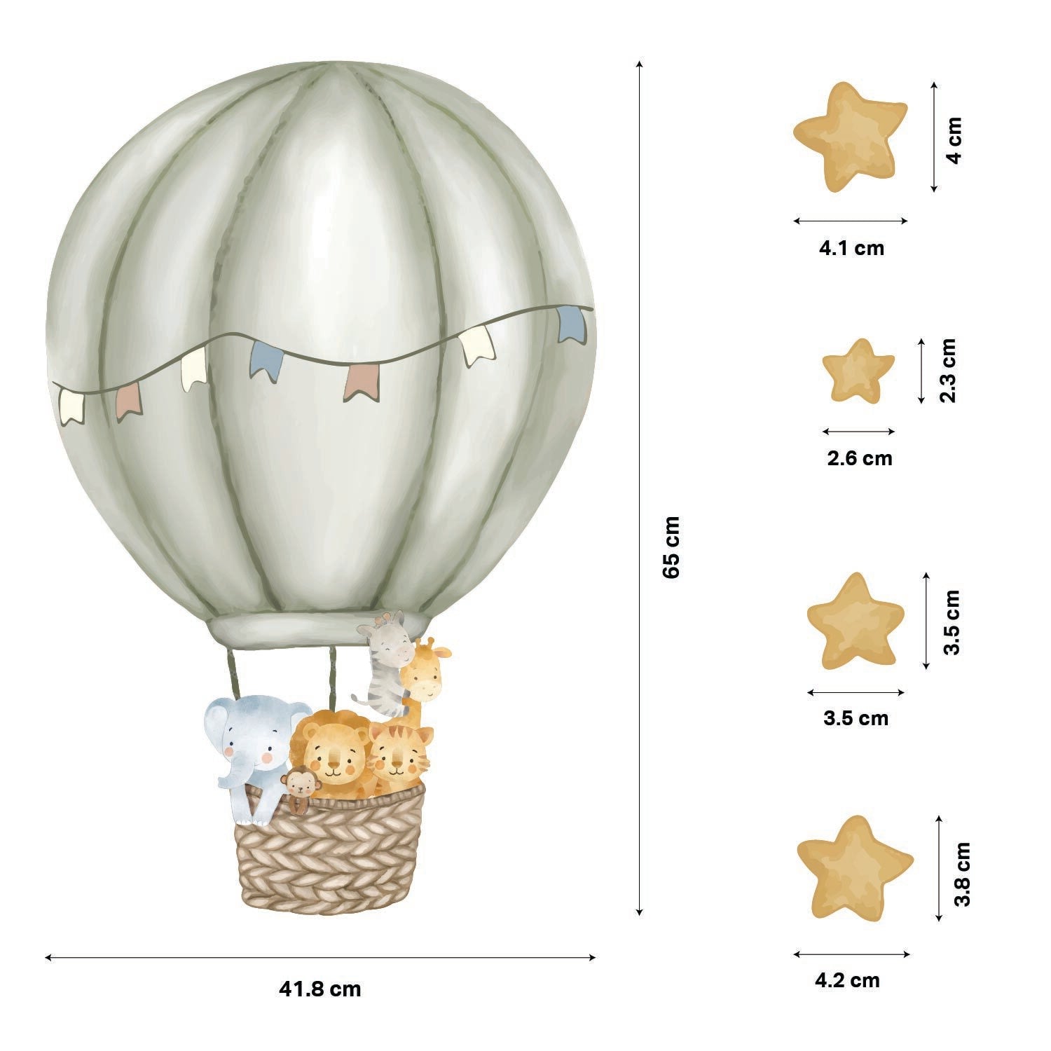 Sky High Adventures Balloon Safari Nursery Wall Sticker - Nursery Stickers