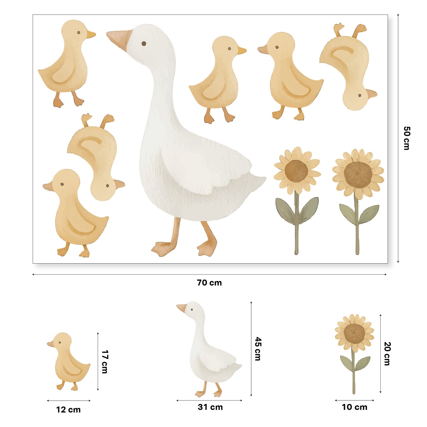 Big Duck & Little Chicks Nursery Wall Stickers