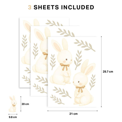 Sweet Bunny & Leaf Nursery Wall Stickers - Nursery Stickers
