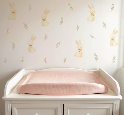 Sweet Bunny & Leaf Nursery Wall Stickers - Nursery Stickers
