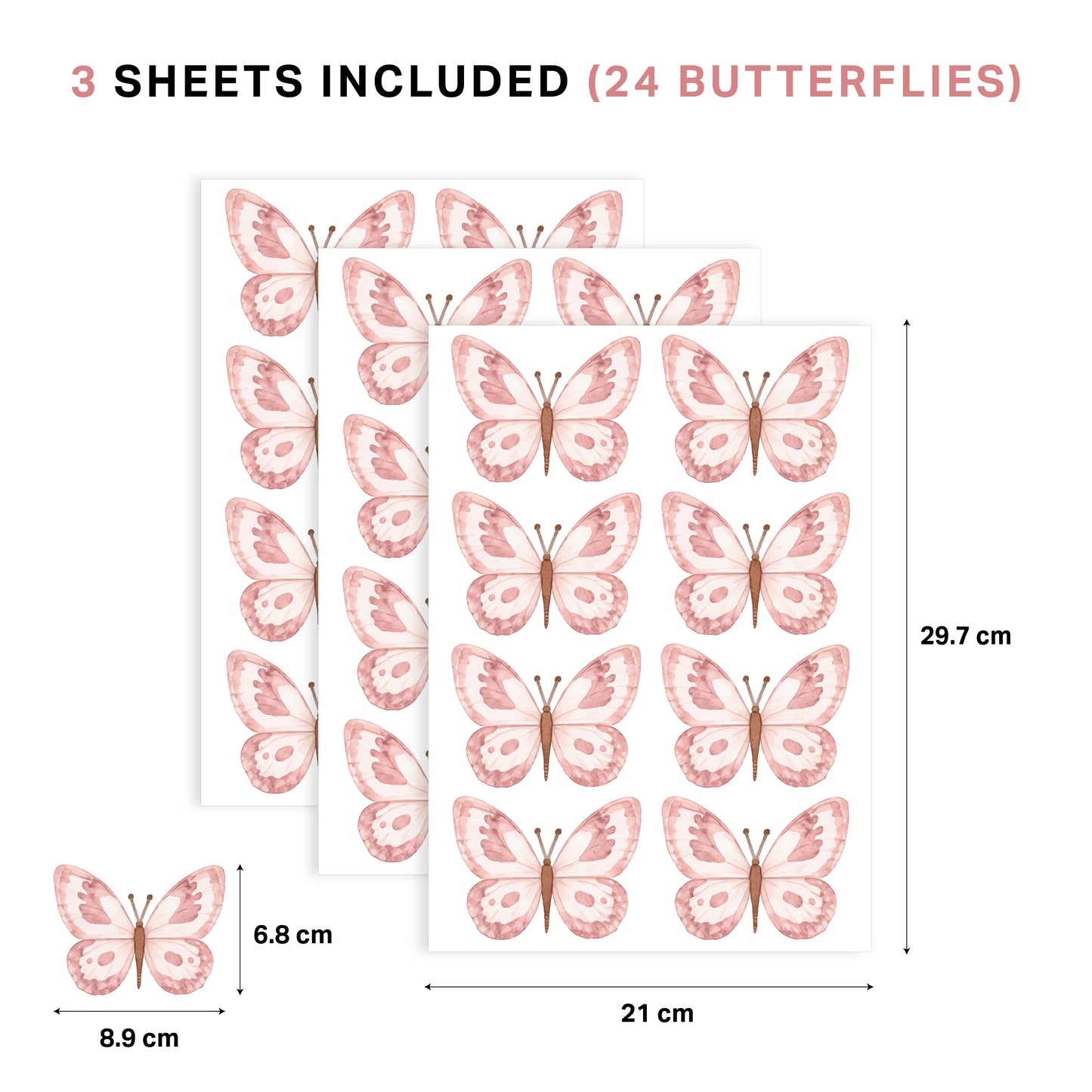 Pink Butterfly Nursery Wall Stickers