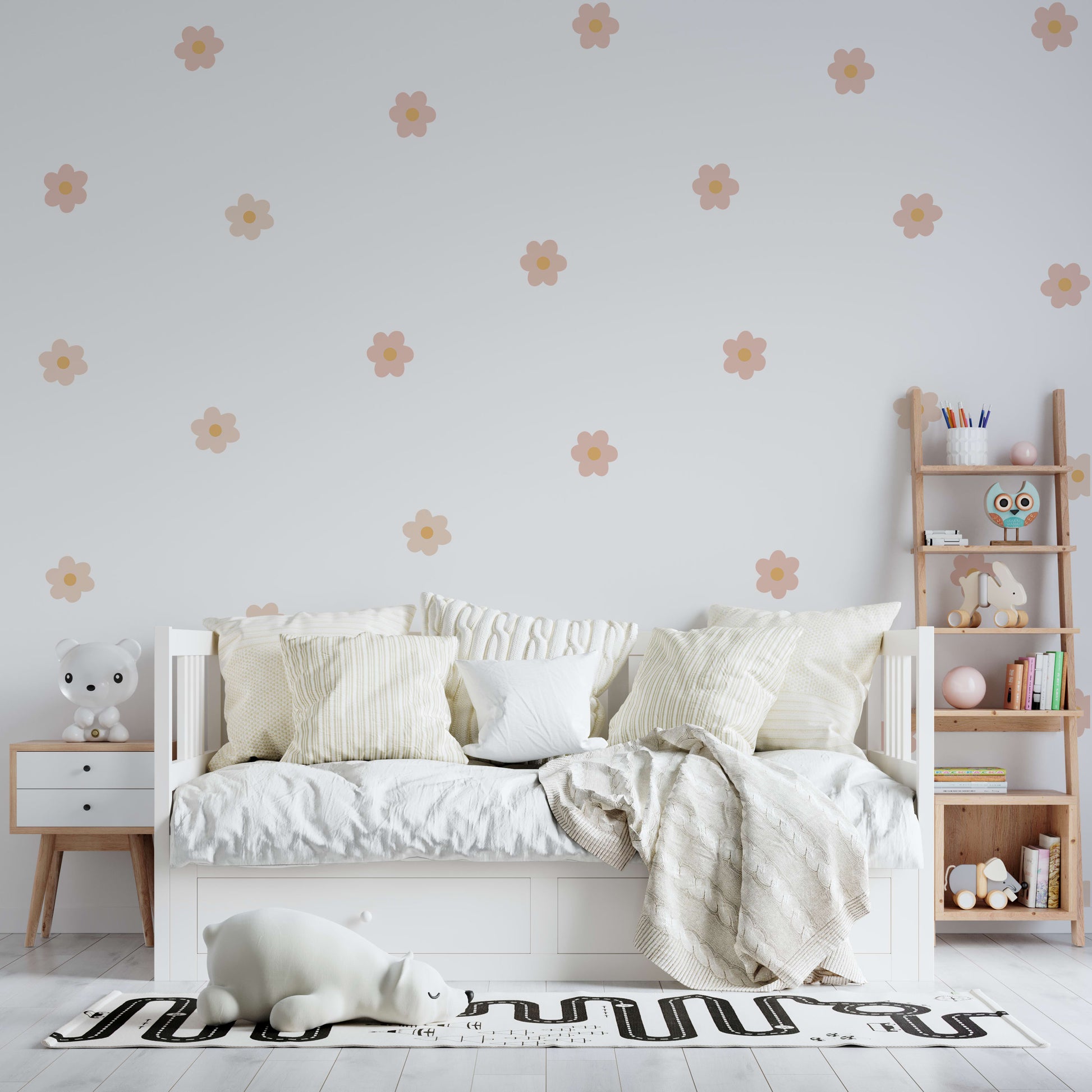 Daisy Flowers Nursery Wall Stickers - Pink - Nursery Stickers