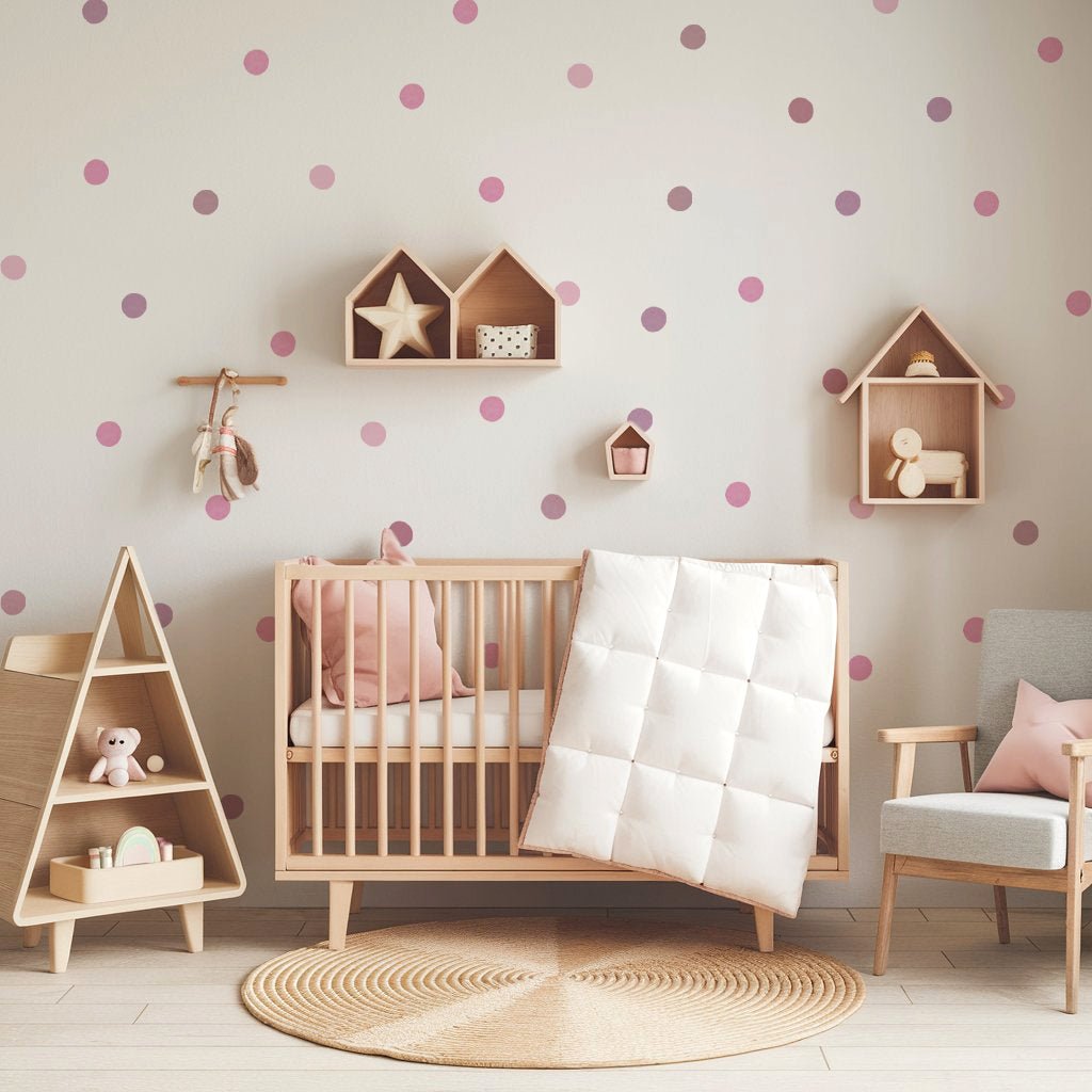 Pink Polka Dots Nursery Wall Stickers - Nursery Stickers