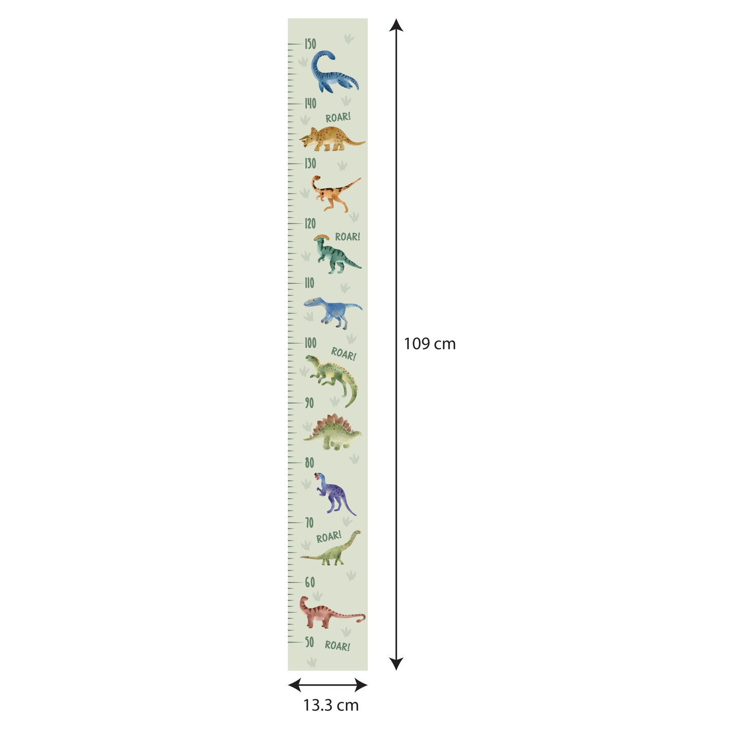 Dinosaur Height Chart Nursery Wall Stickers