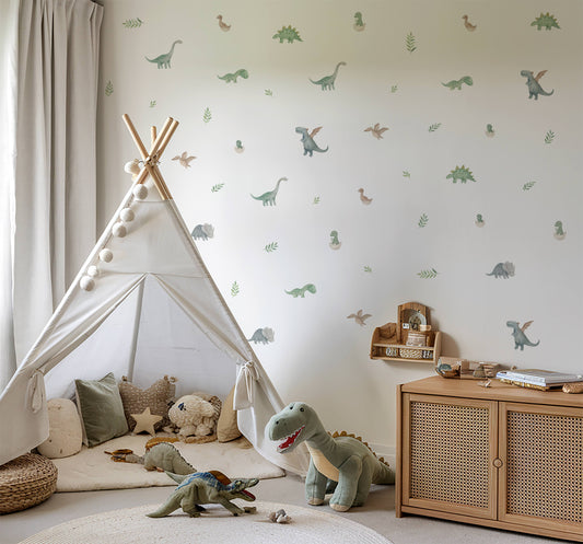 Watercolour Dinosaur Nursery Wall Stickers