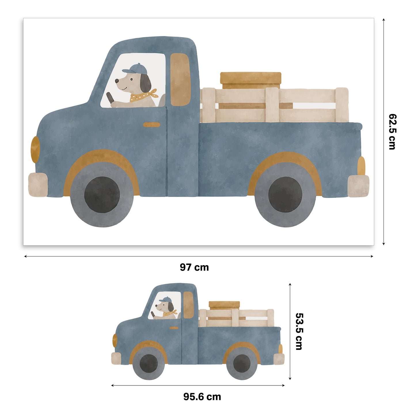 Little Blue Adventure Truck Nursery Wall Sticker
