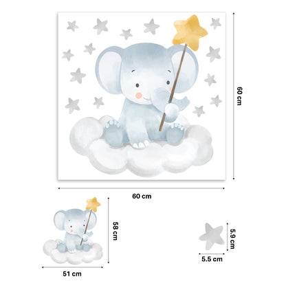 Sweet Elephant on Clouds Nursery Wall Sticker