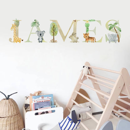 Safari Alphabet Personalised Names Nursery Wall Stickers - Nursery Stickers