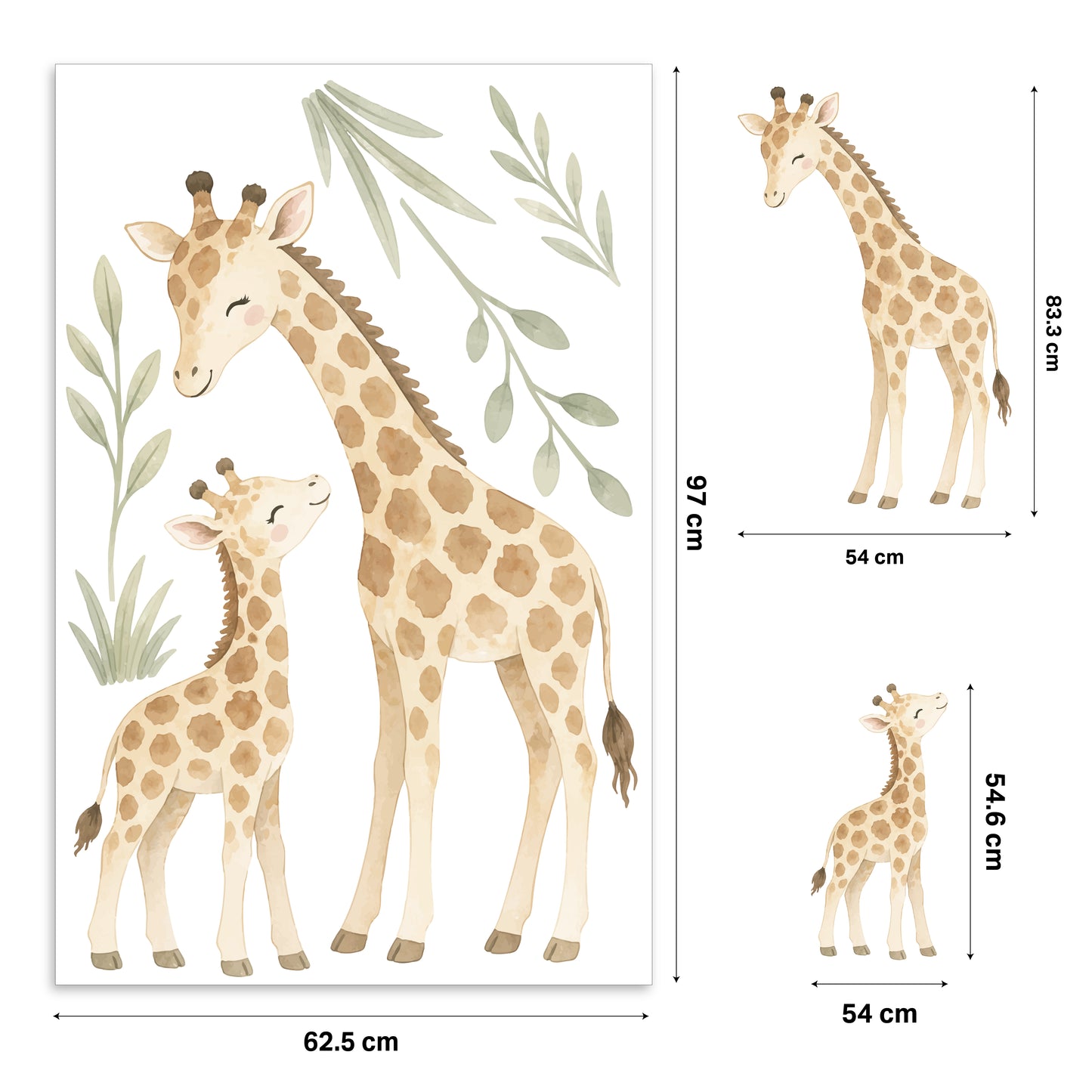 Giraffe Family Nursery Wall Stickers