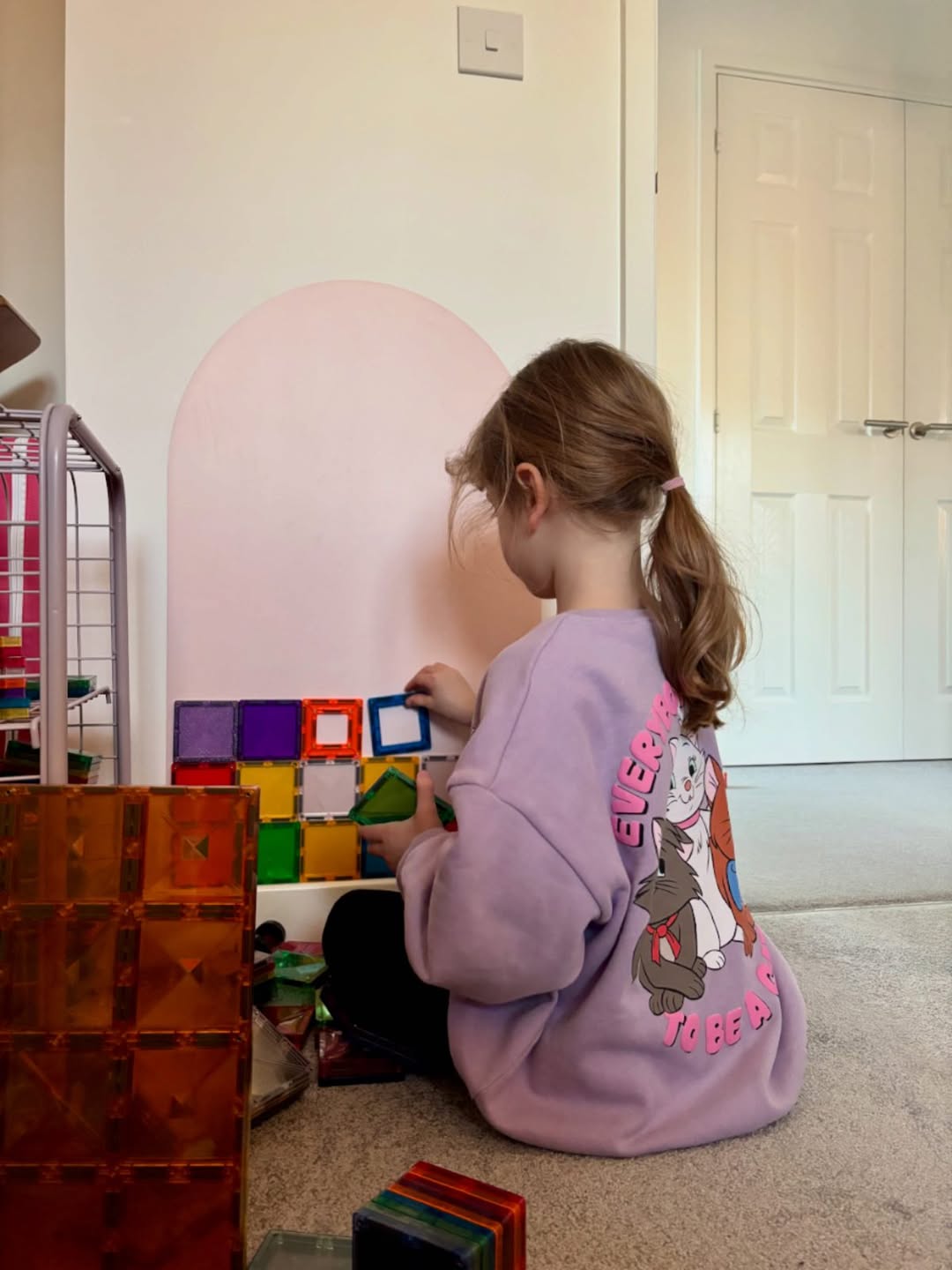 Magnetic arch chalkboard wall sticker shown in a cozy nursery setup, inviting imaginative drawing and learning fun
