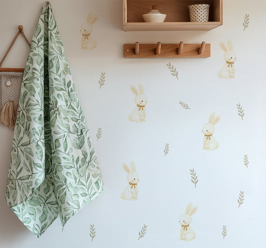 Sweet Bunny & Leaf Nursery Wall Stickers