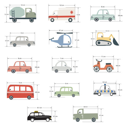 Mini Transport Vehicles Nursery Wall Stickers (Fabric) - Nursery Stickers