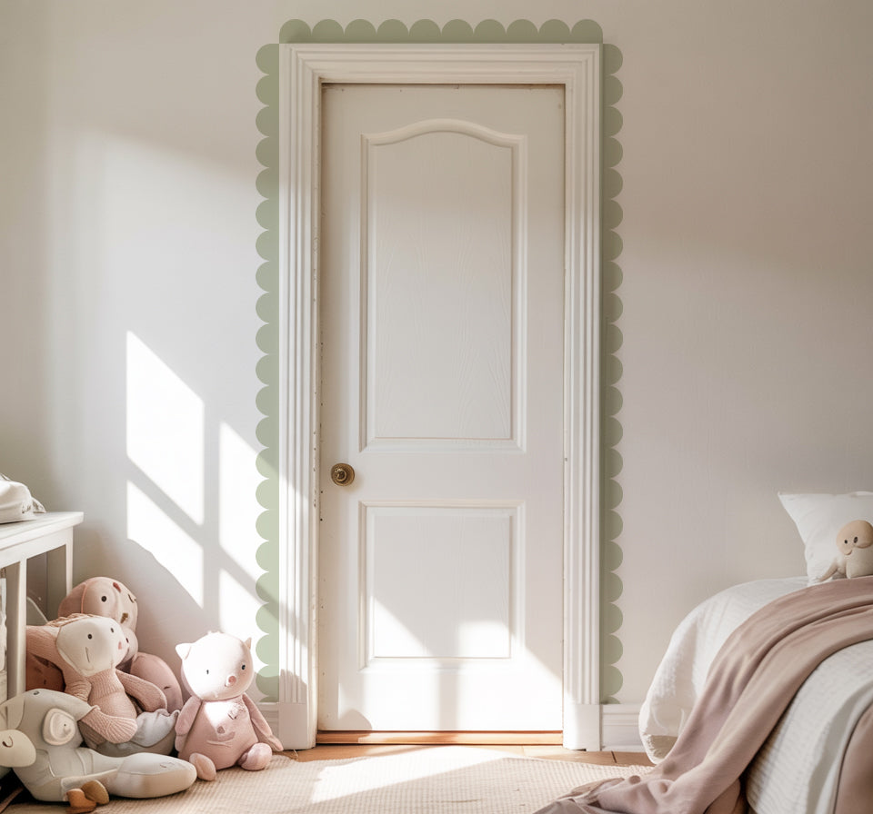 Block Coloured Scalloped Border Decal Wall Sticker