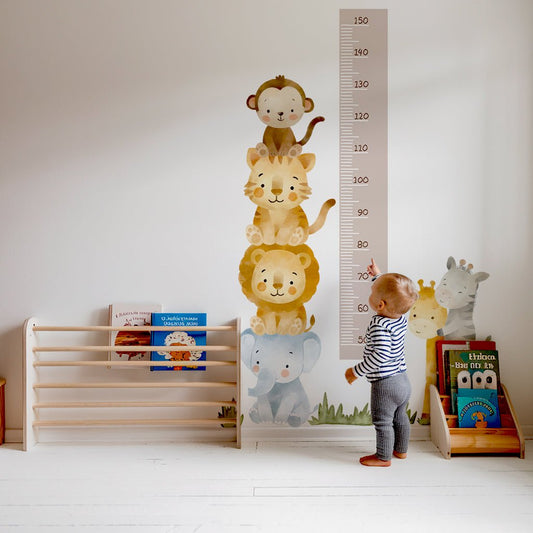 Safari Friends Height Chart Nursery Wall Sticker (Updated) - Nursery Stickers