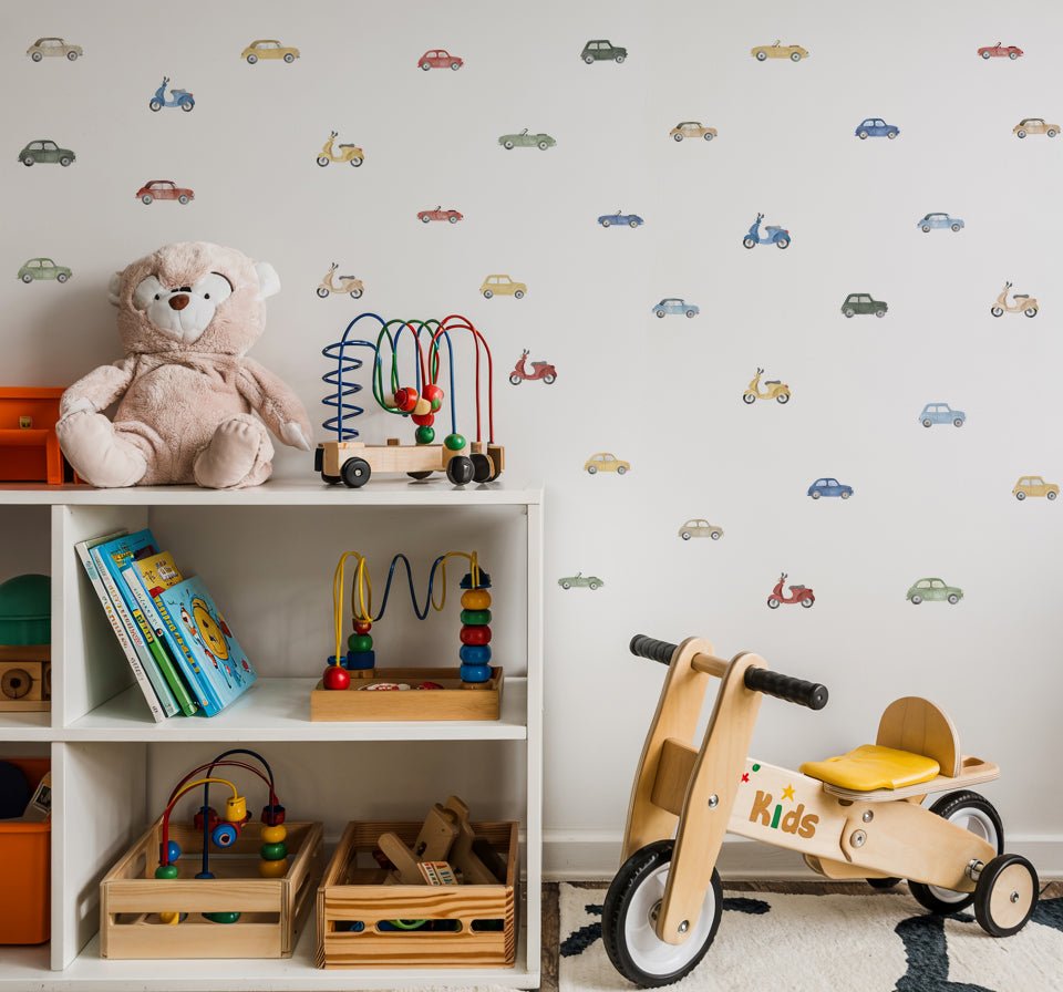 Vintage Cars & Scooters Nursery Wall Stickers - Nursery Stickers