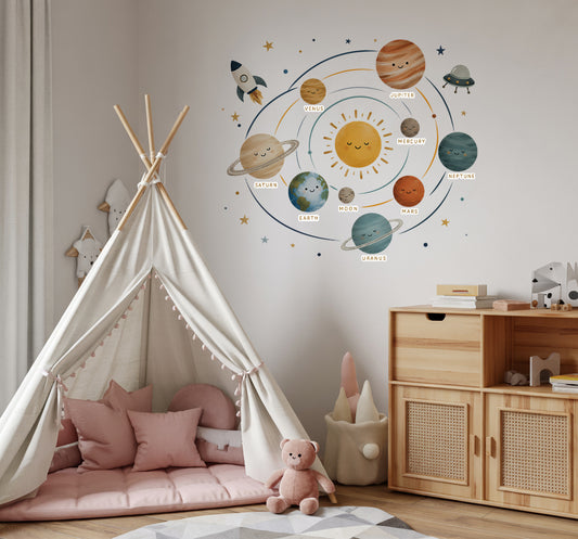 Watercolour Solar System Nursery Wall Stickers