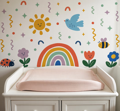 Happy Days Rainbow & Garden Nursery Wall Stickers