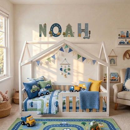Little Town Transport Personalised Names Nursery Wall Stickers