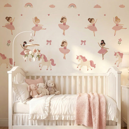 Ballerina & Unicorn Nursery Nursery Wall Stickers