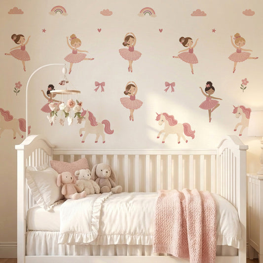 Ballerina & Unicorn Nursery Nursery Wall Stickers