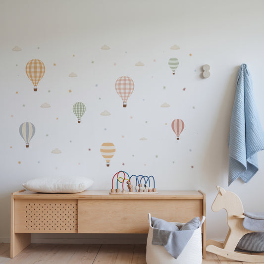 Soft Sky Hot Air Balloon Set Wall Stickers