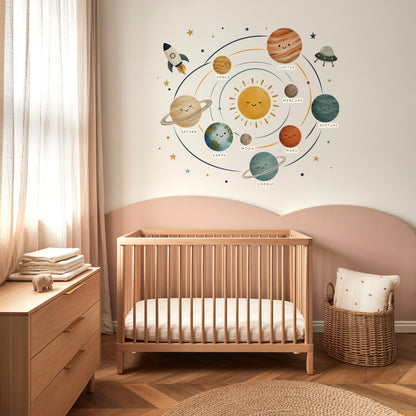 Watercolour Solar System Nursery Wall Stickers