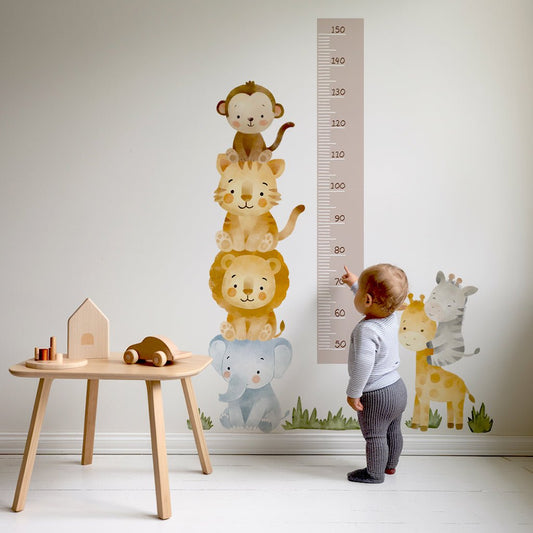 Safari Friends Height Chart Nursery Wall Sticker (Updated) - Nursery Stickers
