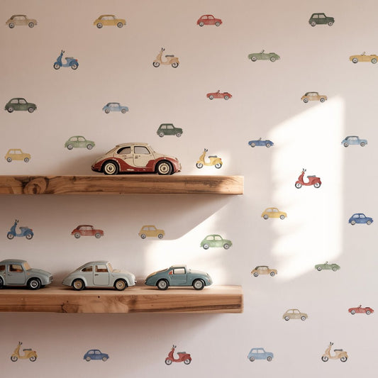 Vintage Cars & Scooters Nursery Wall Stickers - Nursery Stickers